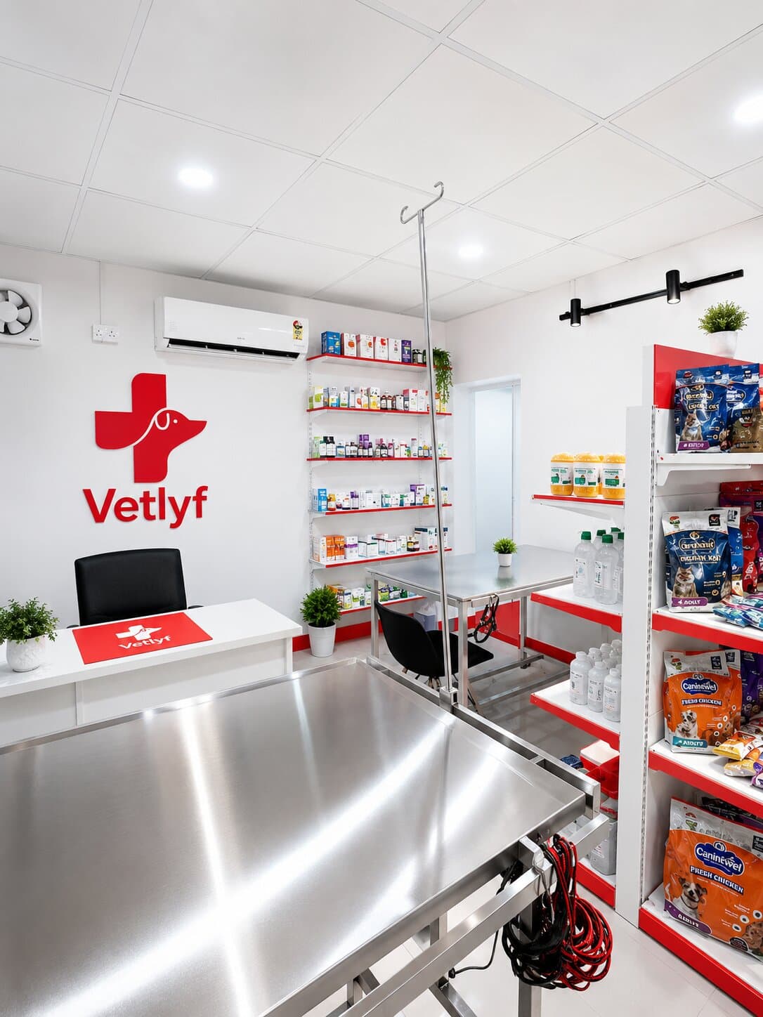 Modern veterinary clinic interior