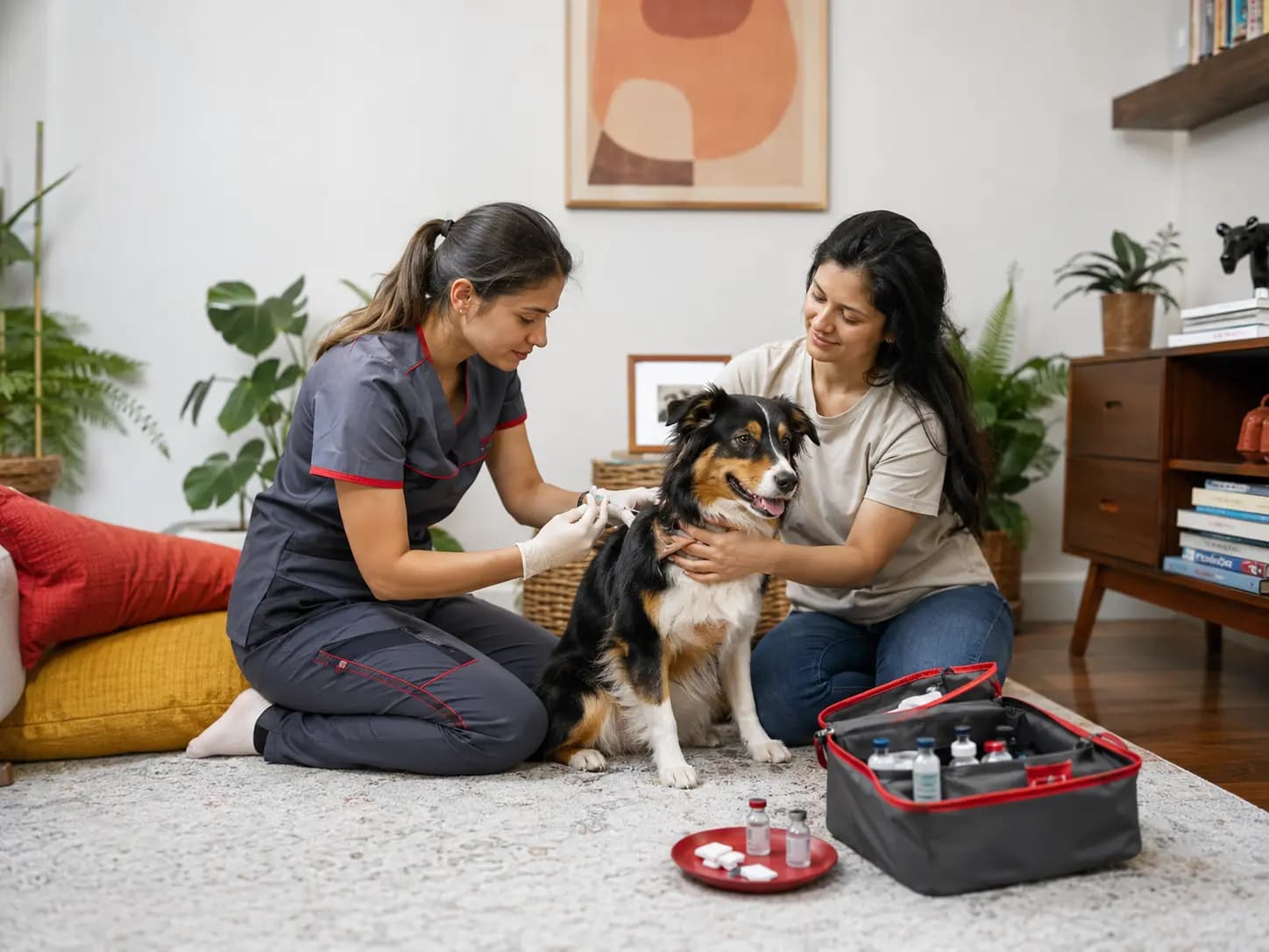 Vetlyf certified vet giving at-home pet care in Faridabad